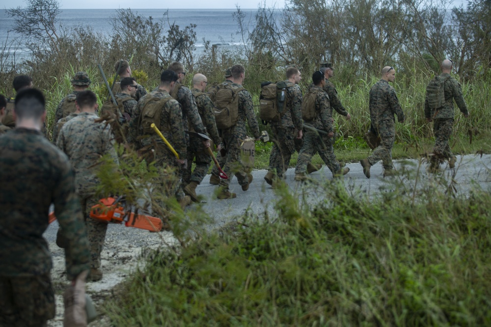 31st MEU Marines and Sailors clear the way after Typhoon Mangkhut in Rota, CNMI