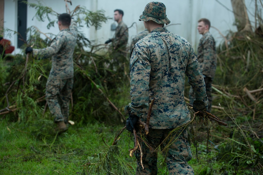 31st MEU Marines and Sailors clear the way after Typhoon Mangkhut in Rota, CNMI