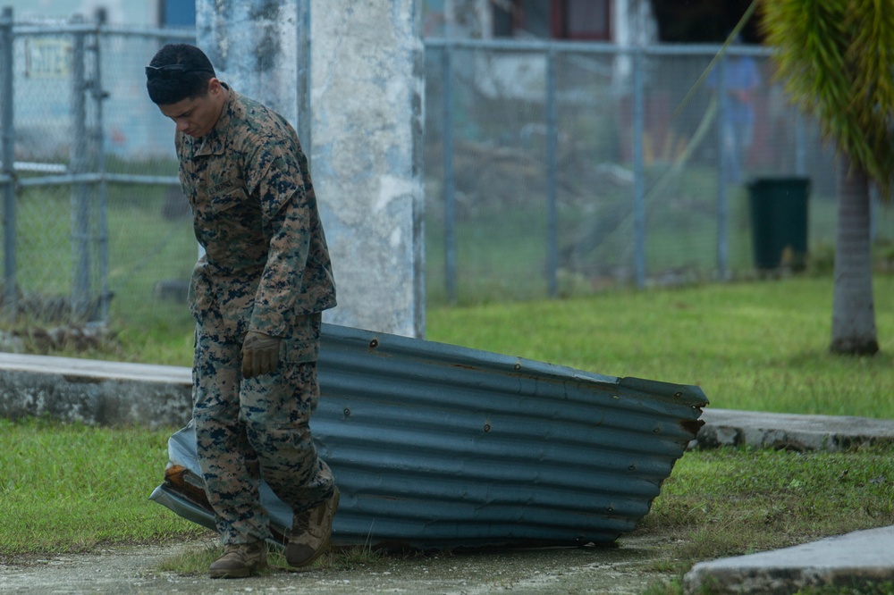 31st MEU Marines and Sailors clear the way after Typhoon Mangkhut in Rota, CNMI