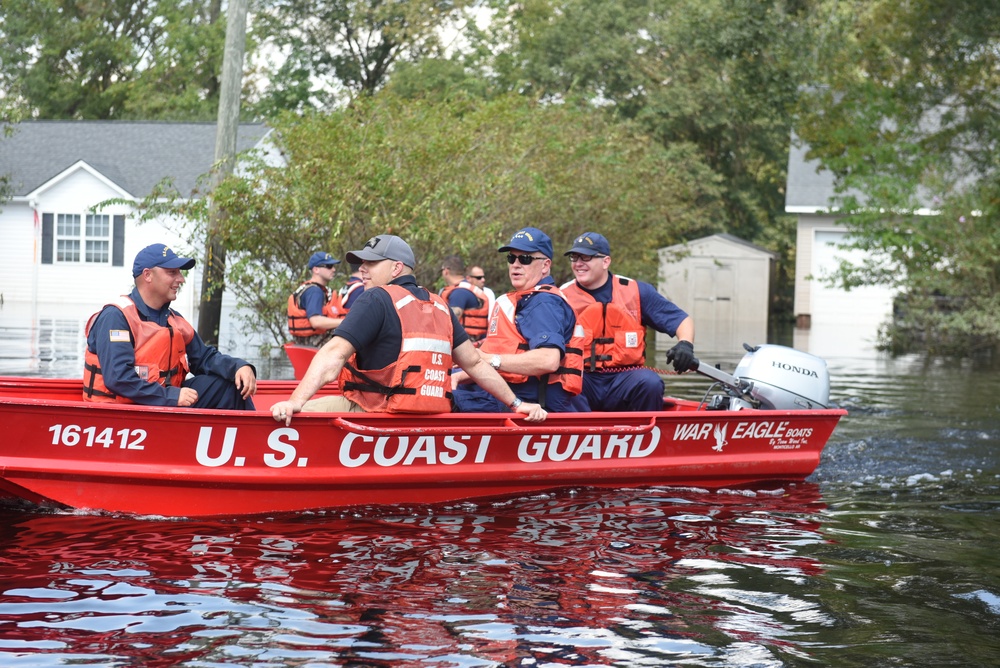 Atlantic Area Commander assess flood conditions after Hurricane Florence