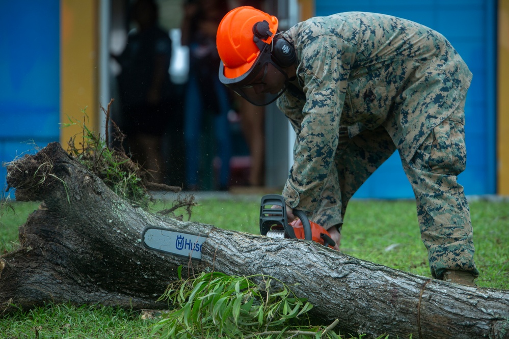 31st MEU Marines and Sailors clear the way after Typhoon Mangkhut in Rota, CNMI