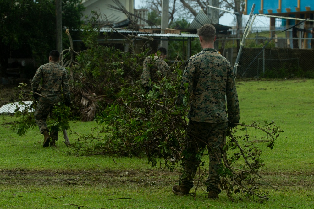 31st MEU Marines and Sailors clear the way after Typhoon Mangkhut in Rota, CNMI