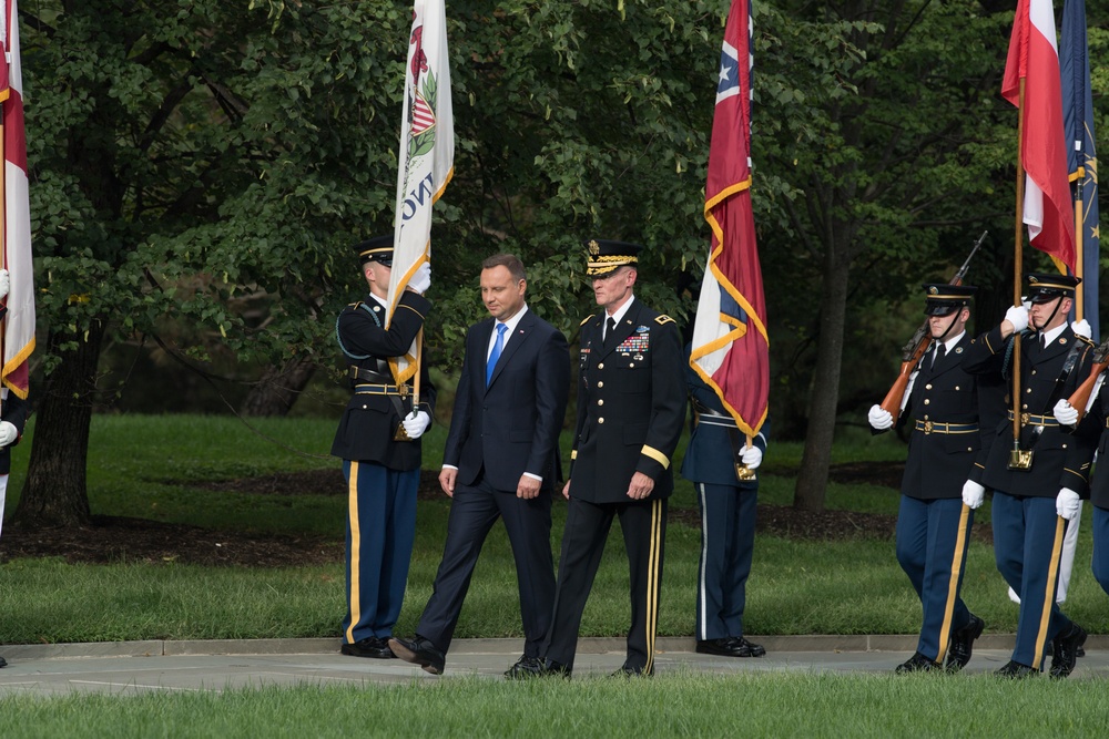 Armed Forces Full Honor Wreath Laying Ceremony for President of Poland