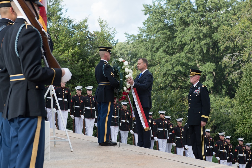 Armed Forces Full Honor Wreath Laying Ceremony for President of Poland