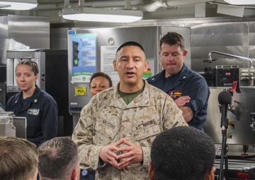Lt. Col. Salcido speaks to Sailors aboard USS Jason Dunham