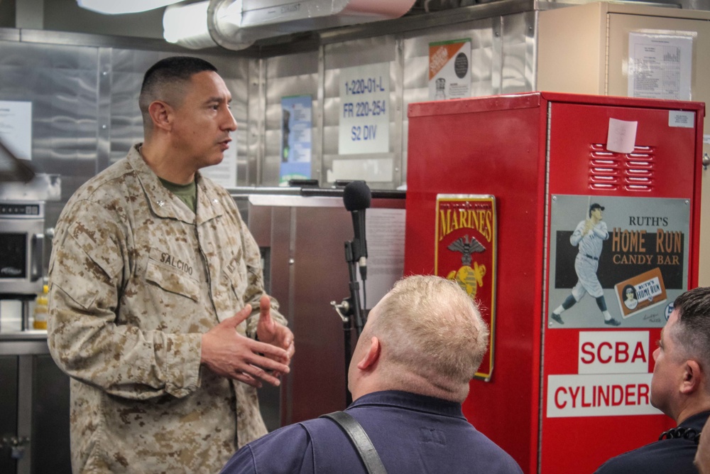 Lt. Col. Salcido speaks to Sailors aboard USS Jason Dunham