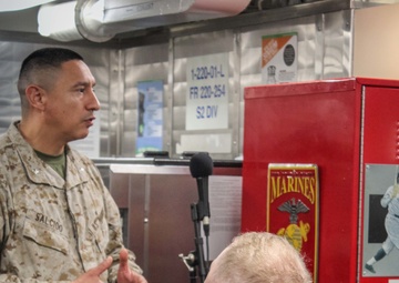 Lt. Col. Salcido speaks to Sailors aboard USS Jason Dunham