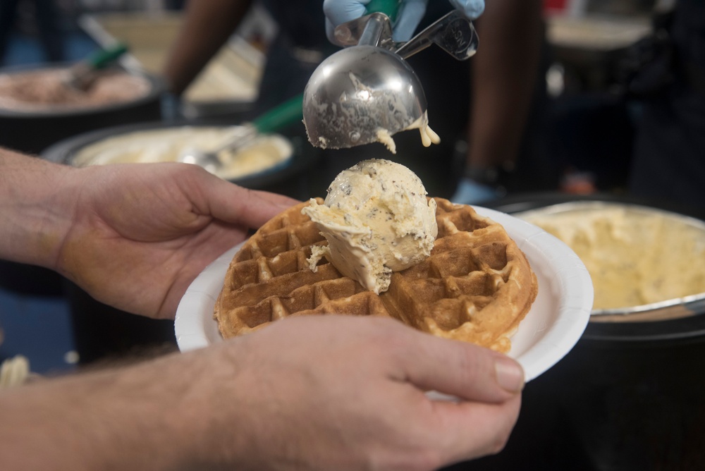 GHWB Sailors Serve Ice Cream and Waffles