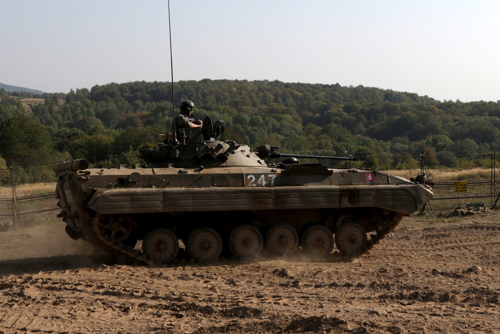 1-7 Cavalry Regiment conducts company training with Slovakian Soldiers