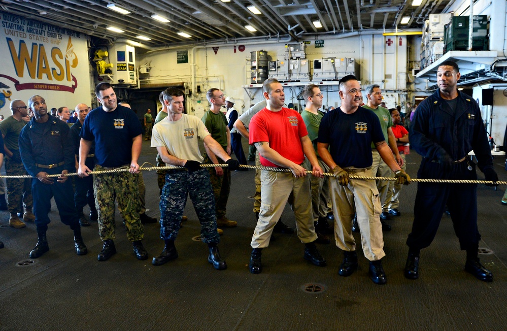 USS Wasp Replenishment at Sea with USNS Washington Chambers