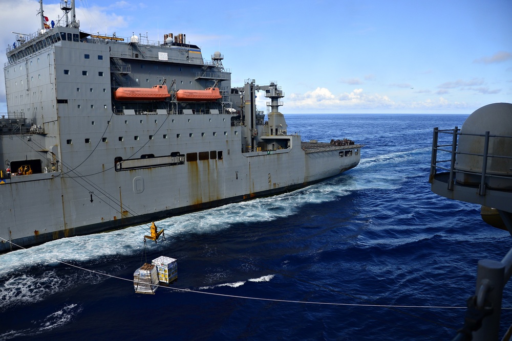 USS Wasp Replenishment at Sea with USNS Washington Chambers