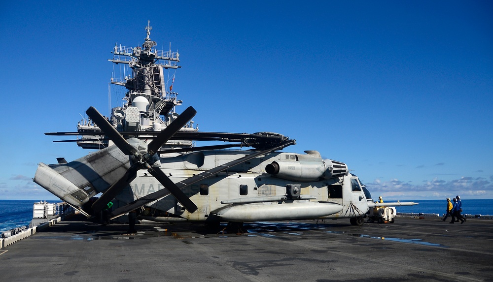 USS Wasp Replenishment at Sea with USNS Washington Chambers