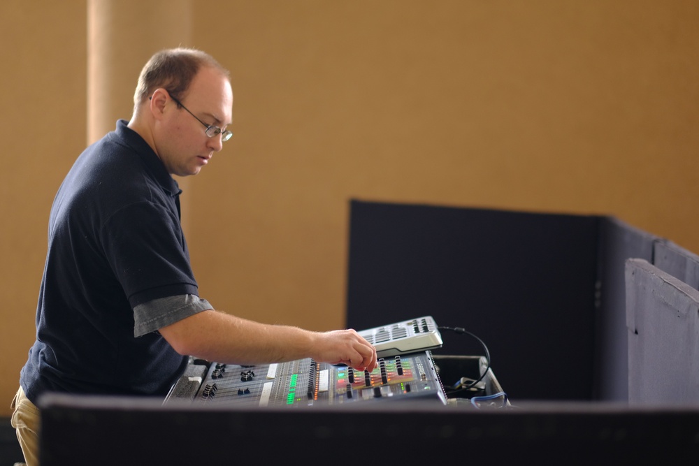 Staff Sgt. Brian Lumpkin, an audio engineer for the United States Air Forces in Europe - Air Forces Africa band Touch ’n Go