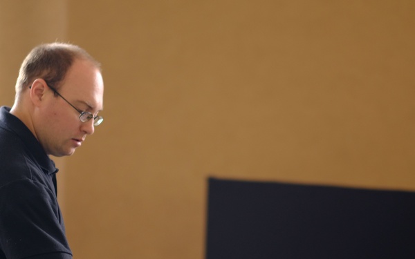 Staff Sgt. Brian Lumpkin, an audio engineer for the United States Air Forces in Europe - Air Forces Africa band Touch ’n Go