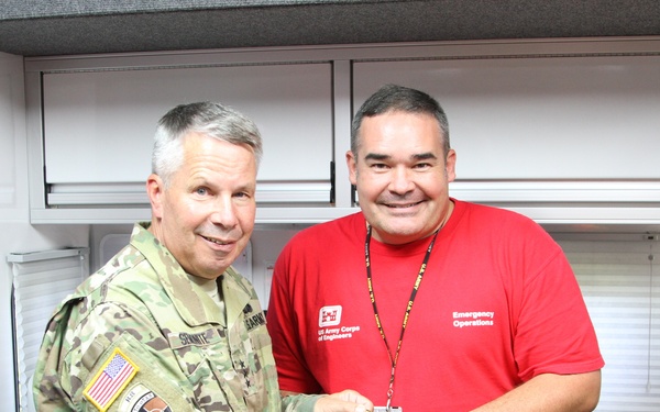 USACE Commanding General and CSM visit NC deployed teammates and survey damage after Florence