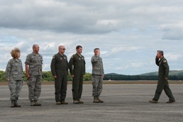Maj. Gen. Randall Ogden pilots final C-5M to Westover