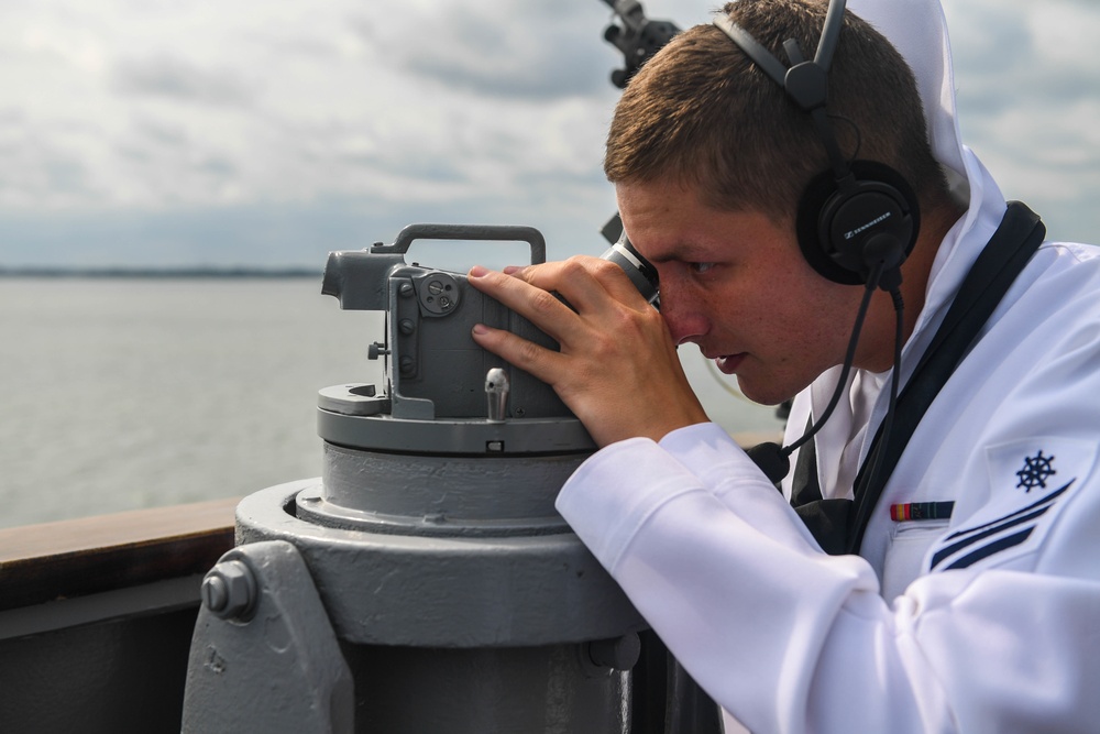 USS Mitscher Departs Naval Station Norfolk