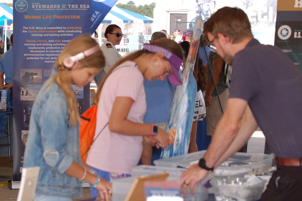 Visitors to NHHS STEM Booth during NAS Oceana Air Show