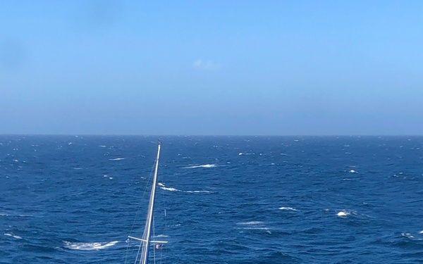 Coast Guard rescues 2 from sailboat 77 miles southwest of Half Moon Bay, Calif.