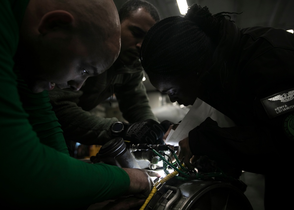 Sailors Assigned to the &quot;Dragon Slayers&quot; of Helicopter Sea Combat Squadron (HSC) 11, Perform a Parts Check