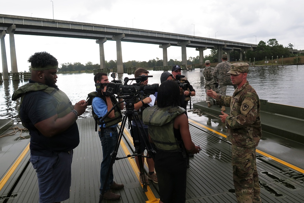 125th Multi-Role Bridge Company stages ribbon bridge prior to flooding