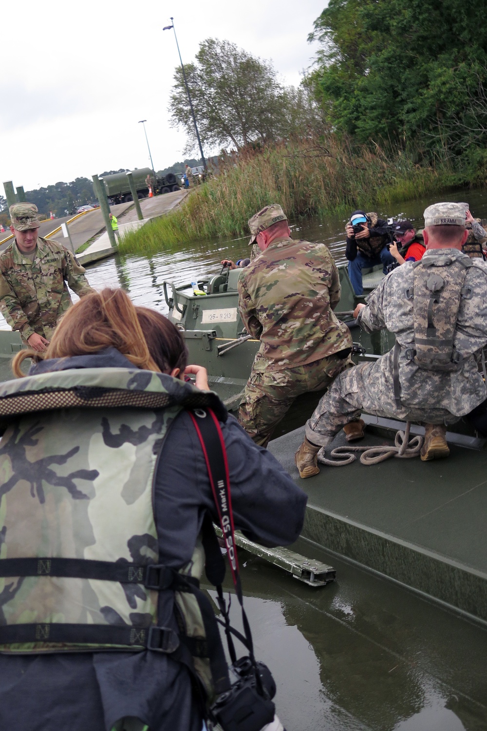 125th Multi-Role Bridge Company stages ribbon bridge prior to flooding