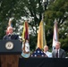 The Vice President, Secretary of the Interior and Deputy Secretary of Defense participate in a flag presentation ceremony