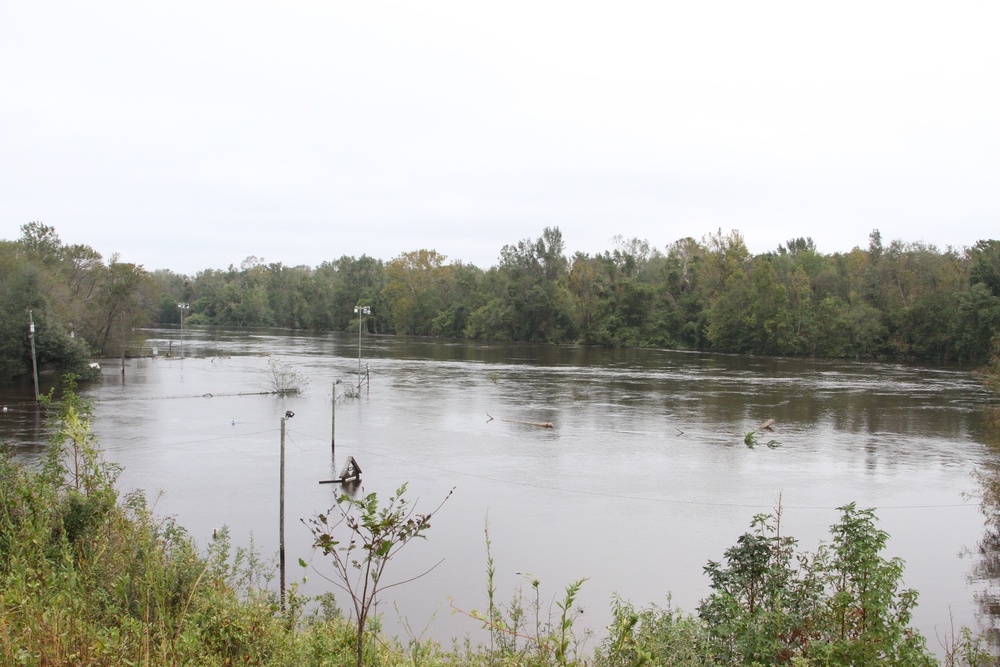 Lock and Dam 1 submerged under the Cape Fear River