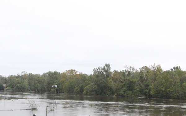 Lock and Dam 1 submerged under the Cape Fear River