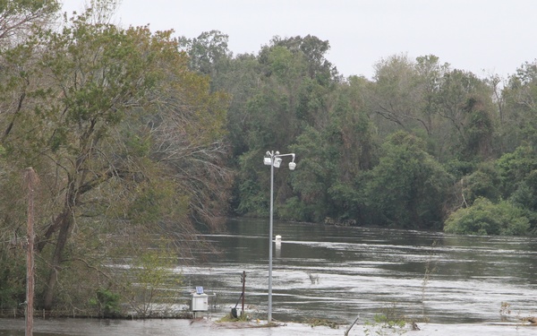 Lock and Dam 1 submerged under the Cape Fear River