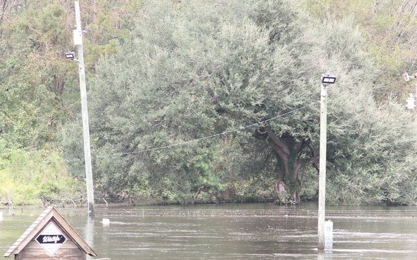 Lock and Dam 1 submerged under the Cape Fear River