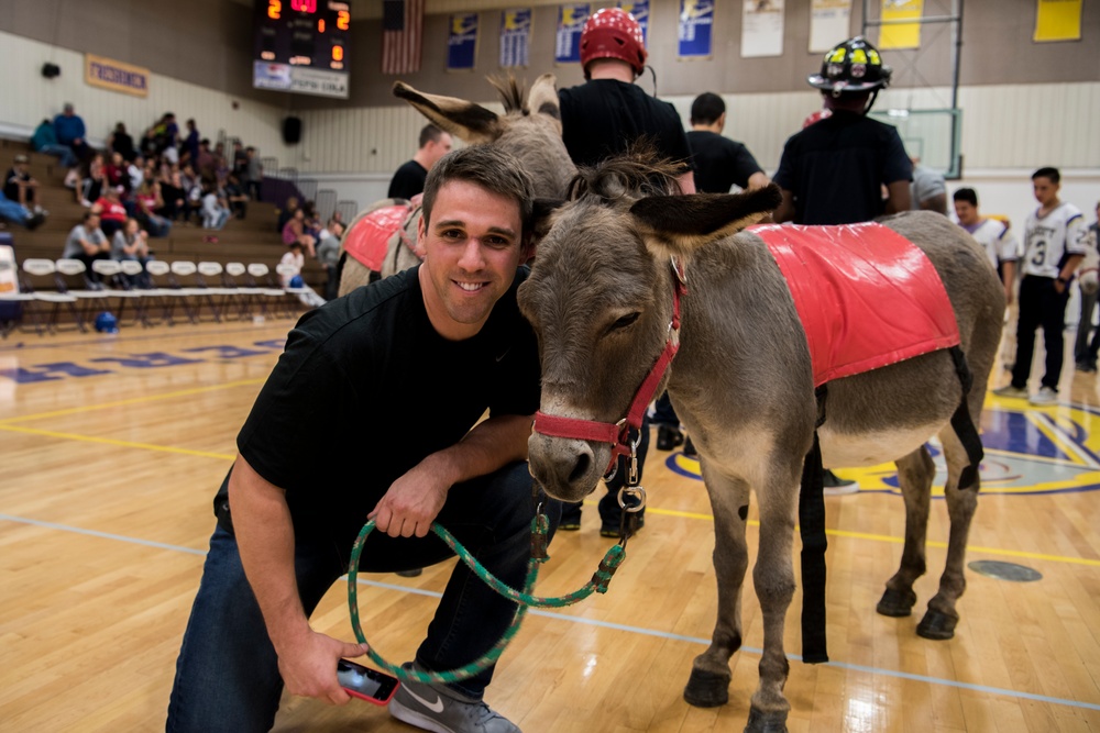 Airmen compete in donkey basketball tournament