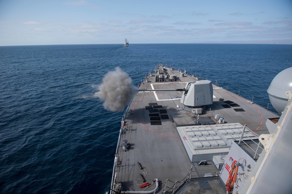 Stockdale fires its Mark 45 5-inch gun