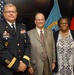 Anita Parker (right) and Philip DiBabbo (center) pose with DLA Troop Support Commander Army Brig. Gen. Mark Simerly (left) after being recognized for their service during a retirement ceremony Sept. 26 in Philadelphia.