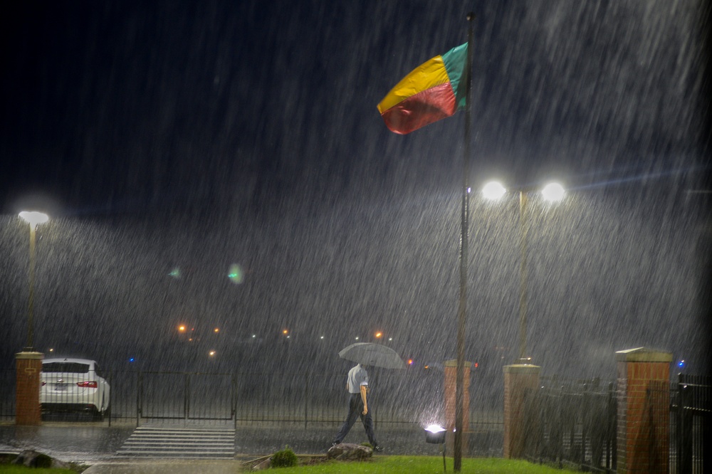 89th AW Officials Greet Benin President