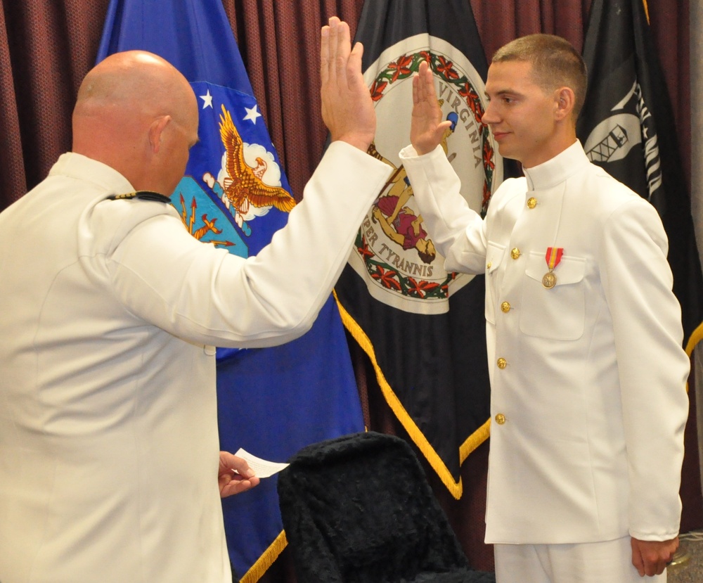 NSWC Civilian Engineer Commissioned into the Naval Reserve, Honored for Academic Achievement