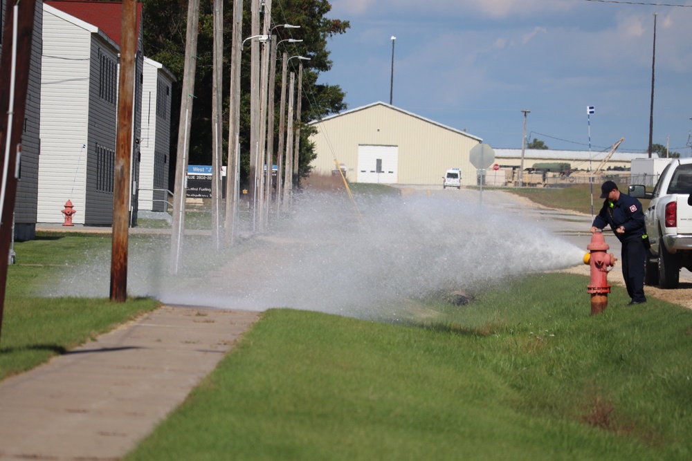 Fort McCoy firefighters flush hydrants around installation