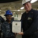USS Gerald R. Ford (CVN 78) supply department's awards at quarters.