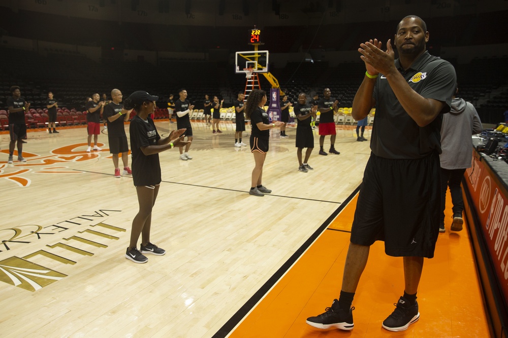 Camp Pendleton Marines participate in LA Lakers Hoops for Troops Basketball Clinic