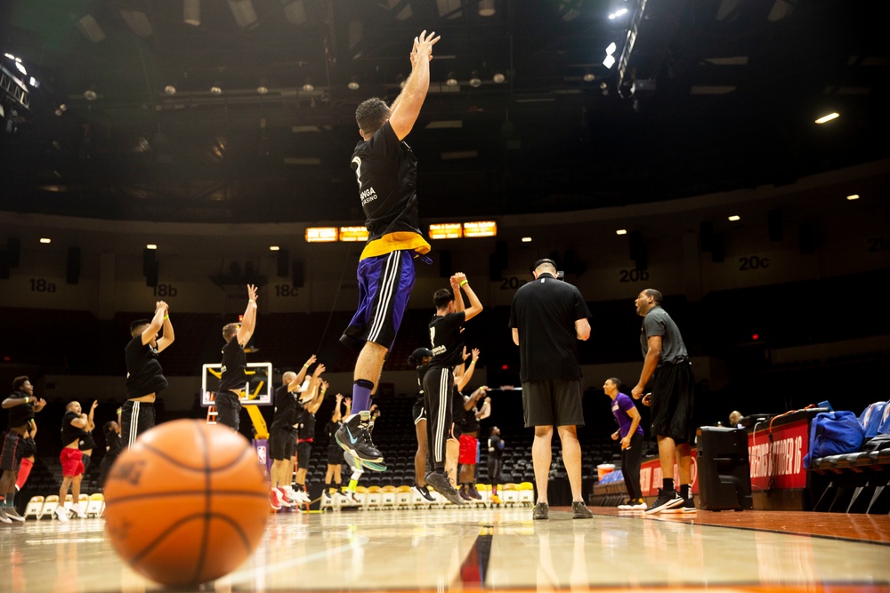Camp Pendleton Marines participate in LA Lakers Hoops for Troops Basketball Clinic