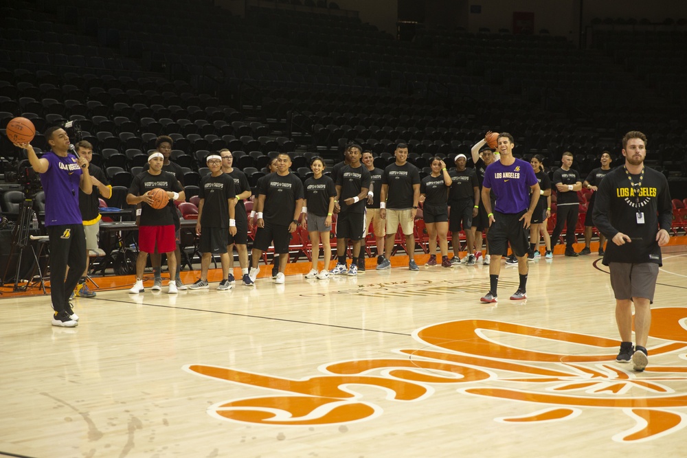 Camp Pendleton Marines participate in LA Lakers Hoops for Troops Basketball Clinic