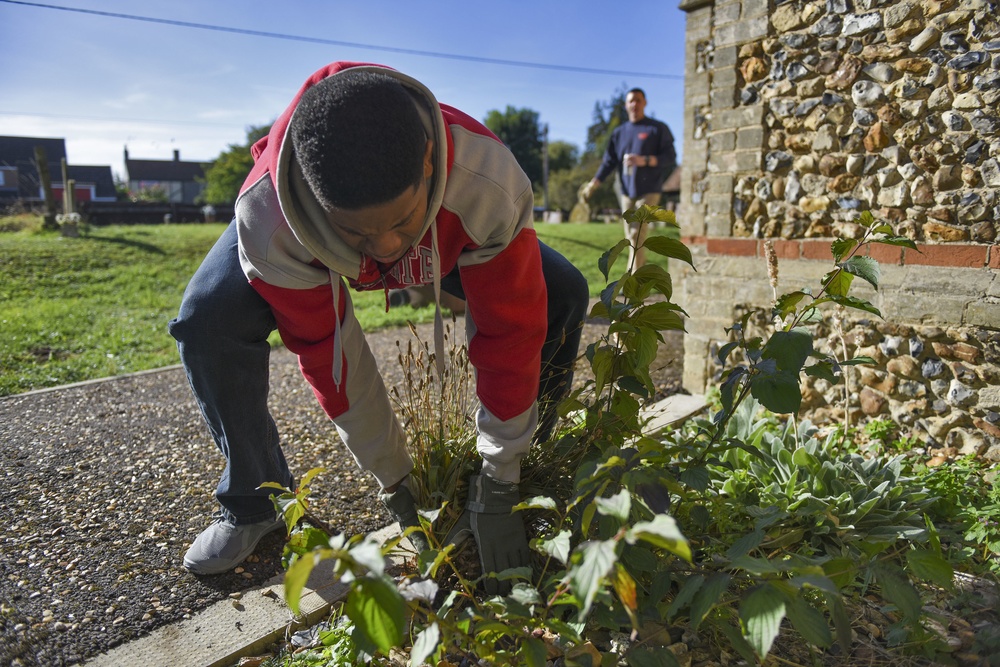 Team Mildenhall, Liberty Wing help clean church grounds
