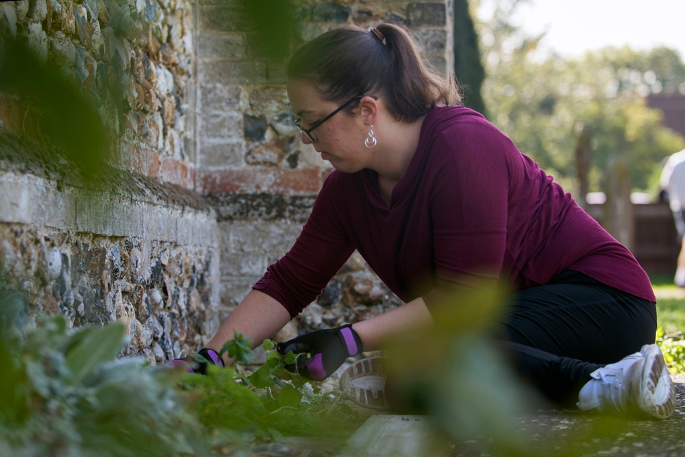 Team Mildenhall, Liberty Wing help clean church grounds