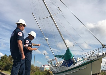 Coast Guard evaluates sailboat displaced by Hurricane Florence
