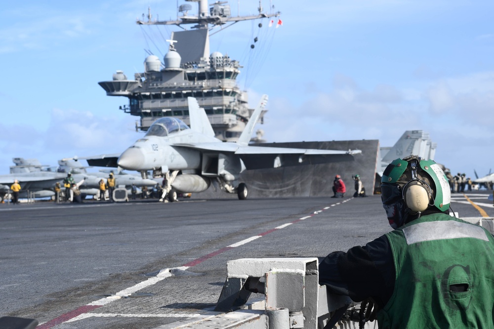 Carrier strike group operations in the Atlantic Ocean.