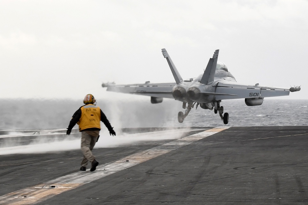 Carrier strike group operations in the Atlantic Ocean.