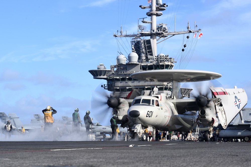 Carrier strike group operations in the Atlantic Ocean.