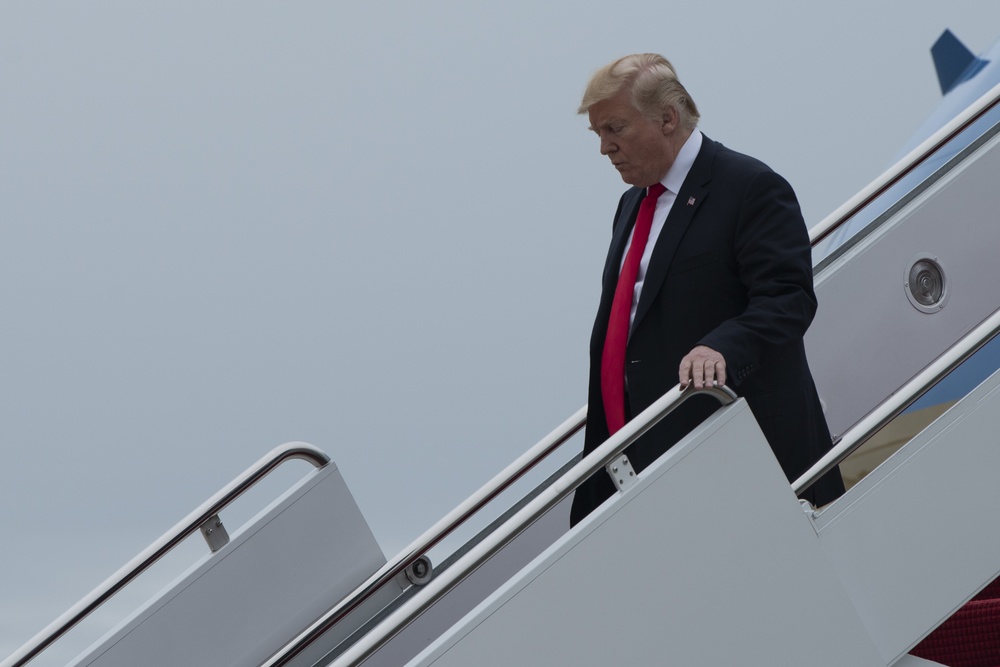 President Trump arrives at JBA from NYC