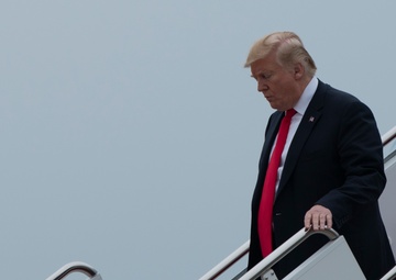 President Trump arrives at JBA from NYC