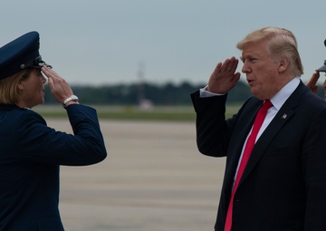 President Trump arrives at JBA from NYC